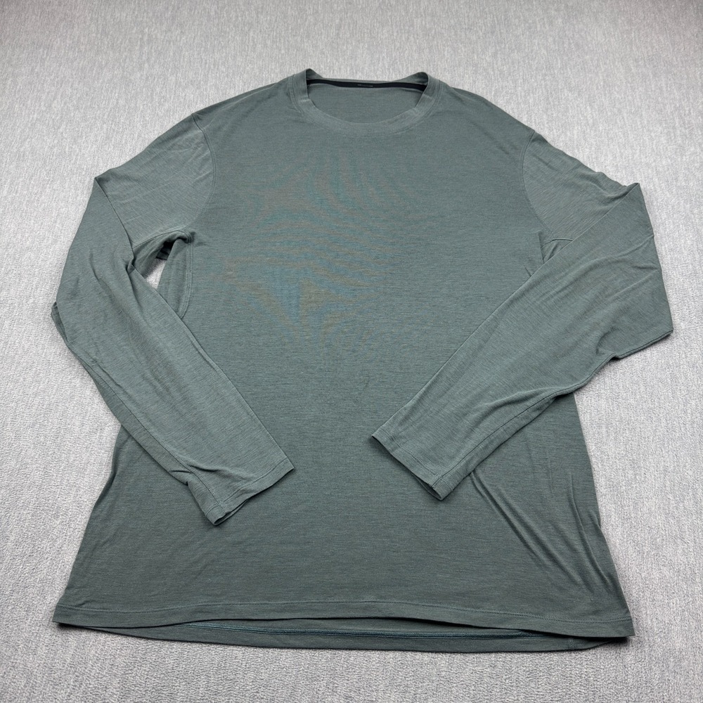 Lululemon Shirt Mens Large Green Long-Sleeve Performance Gym Workout Athletic
